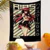 High School DxD Anime Girl Tapestry Wall Hanging, Rias Red-Haired Anime Character Art, Kawaii Wall Decor for Bedroom Living Room Dorm