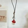 Red and White Polka Dot Mushroom Phone Lanyard, Classic Red Background with White Polka Dots, Round and Compact Texture