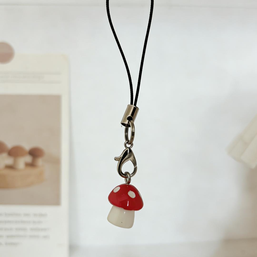Red and White Polka Dot Mushroom Phone Lanyard, Classic Red Background with White Polka Dots, Round and Compact Texture For Type-C