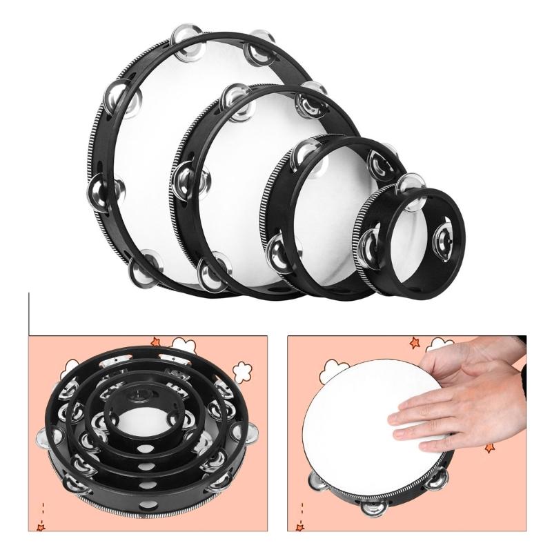 4pcs Double Row Bells Tambourine Handbell Claps Drum Tambourine Musical Instrument for Party Game Playing Easily Play