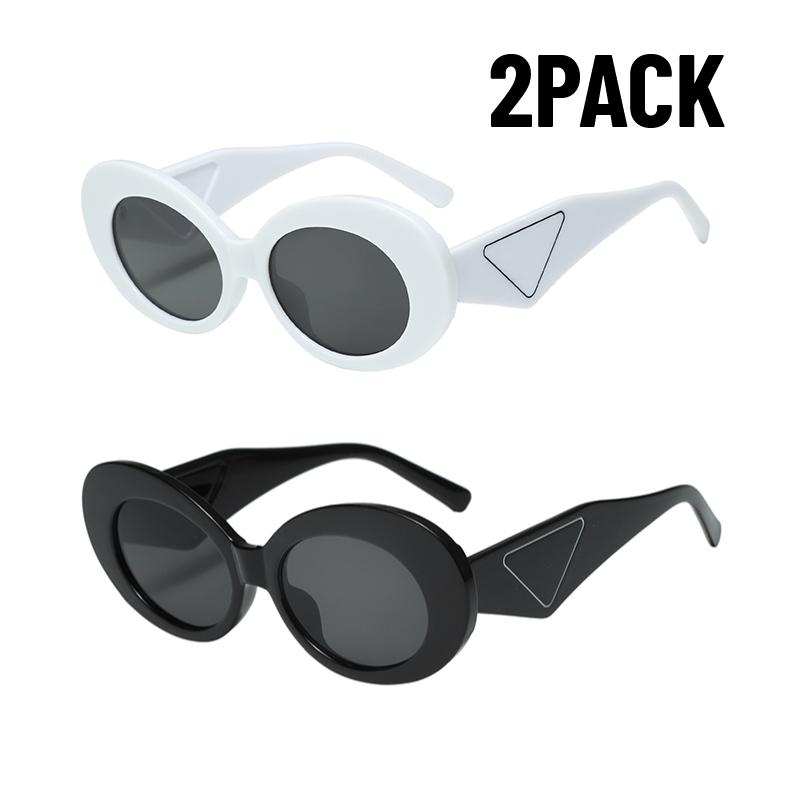 2PACK New Ellipse Sunglasses Women Brand Designer Leopard Sun Glasses Female Trending Shades Steampunk Eyeglasses Goggle UV400