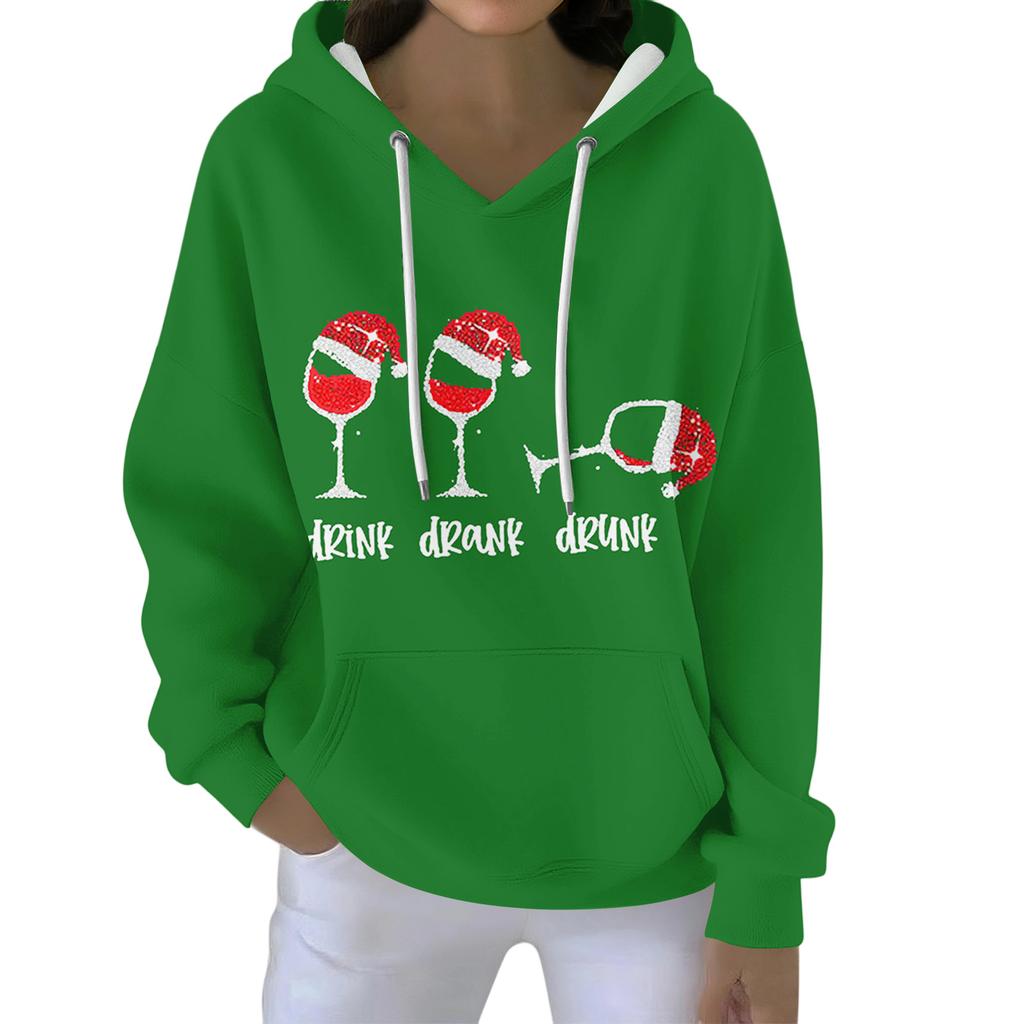 Christmas Hoodies For Women Funny Cute Printed Holiday Sweatshirt Winter Oversized Pullover Tops