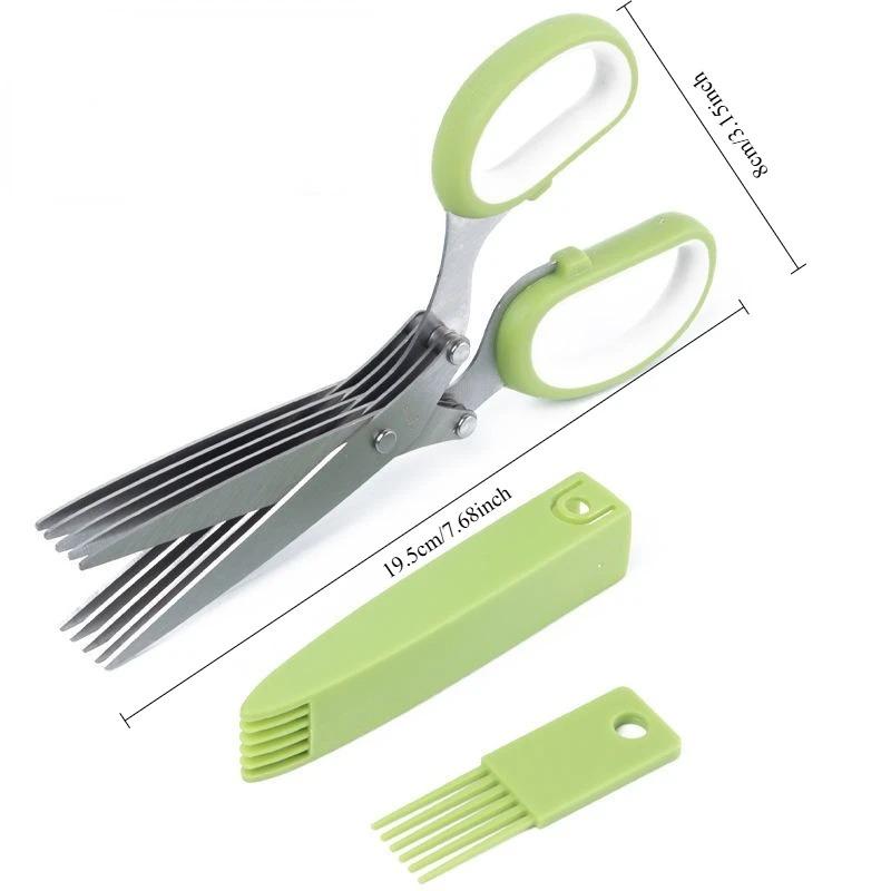

Thickened version Multi-functional Stainless Steel 5 Layer Kitchen Scissors Shredded Chopped Scallion Cutter LaverCutCookingTool