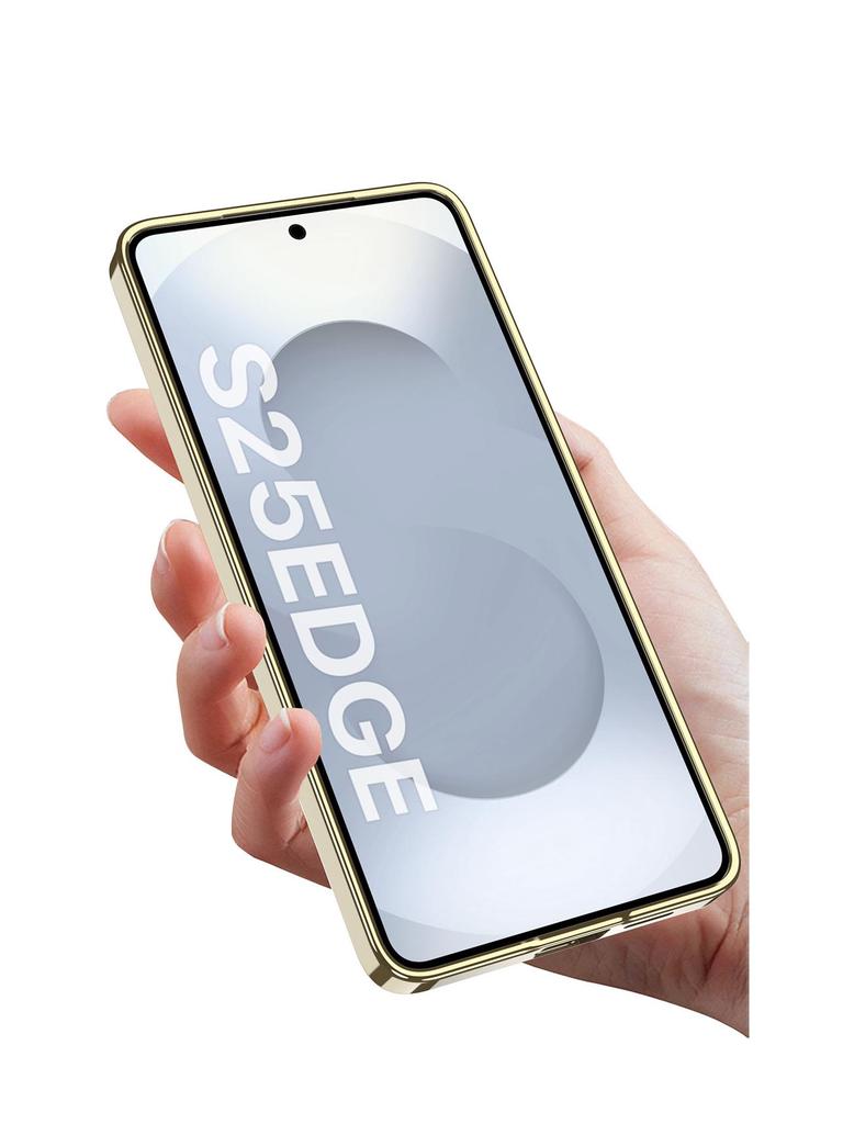 Samsung S25 Edge Jazz Plain Leather Electroplated Protective Phone Case