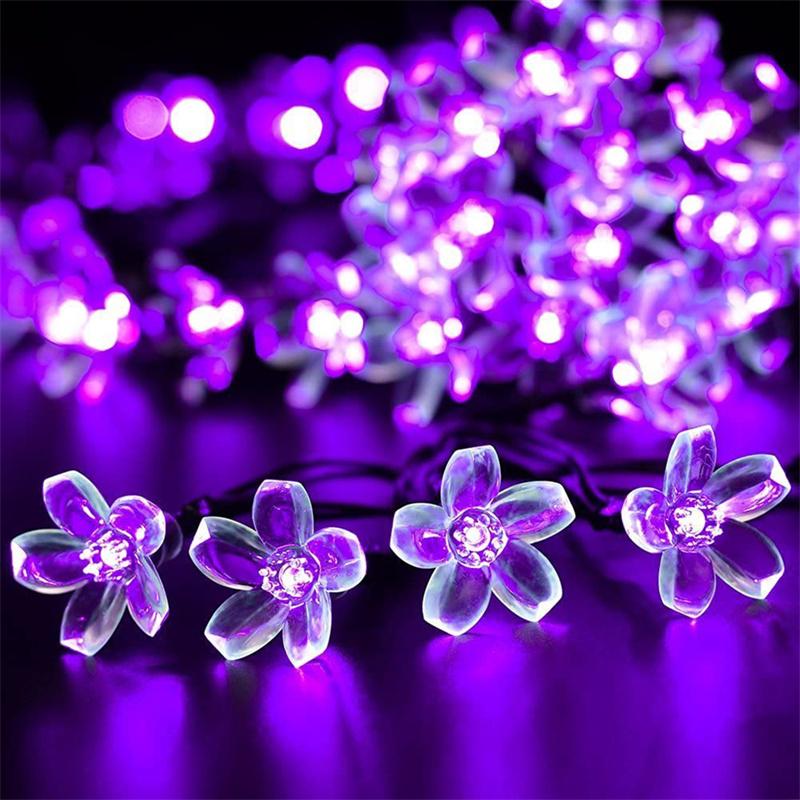 Solar Powered Cherry Blossom Lights Outdoor Waterproof LED Garland for Pathway Patio Christmas Wedding Party Garden Decoration