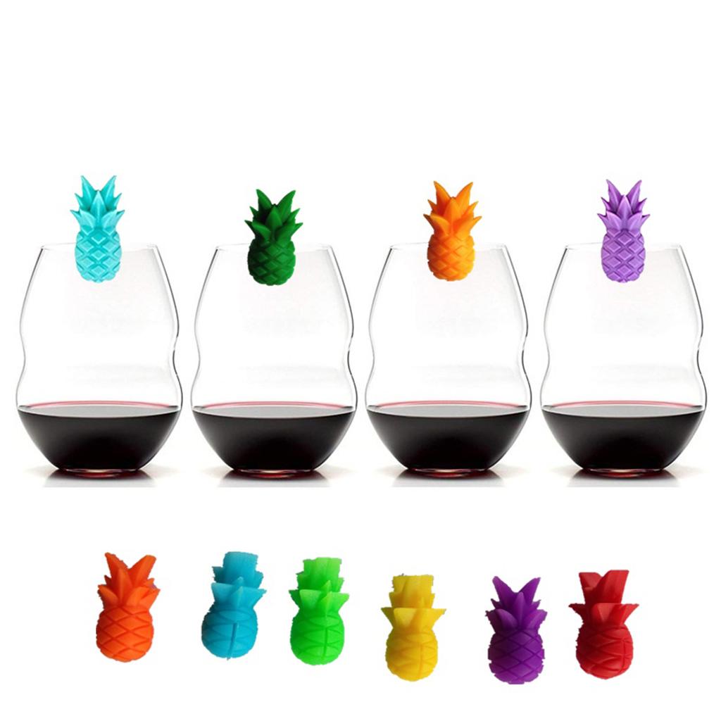 Značky na sklenice na víno Sada 18 kusů Delfín Ananas Pták Silikonové Přívěsky na sklenice na pití Značky Identifikace Štítky na kelímky Značky