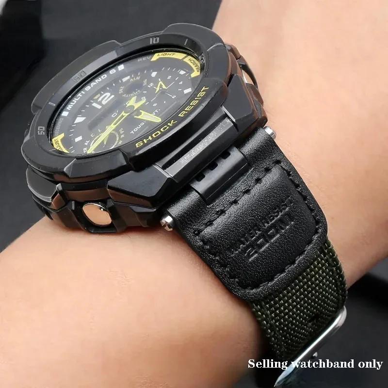 Canvas watch bracelet Band for casio g-shock SGW-100-1V SGW-200 100B GW-3500B 3000B Sport Nylon Waterproof Strap Notch watchband