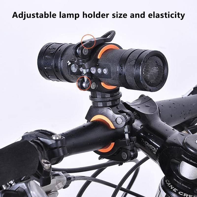 Rotazione a 360 Gradi Morsetto a Clip per Ciclismo Supporto per Torcia Bicicletta Bici Luce LED Torcia Supporto per Torcia Accessori Bicicletta