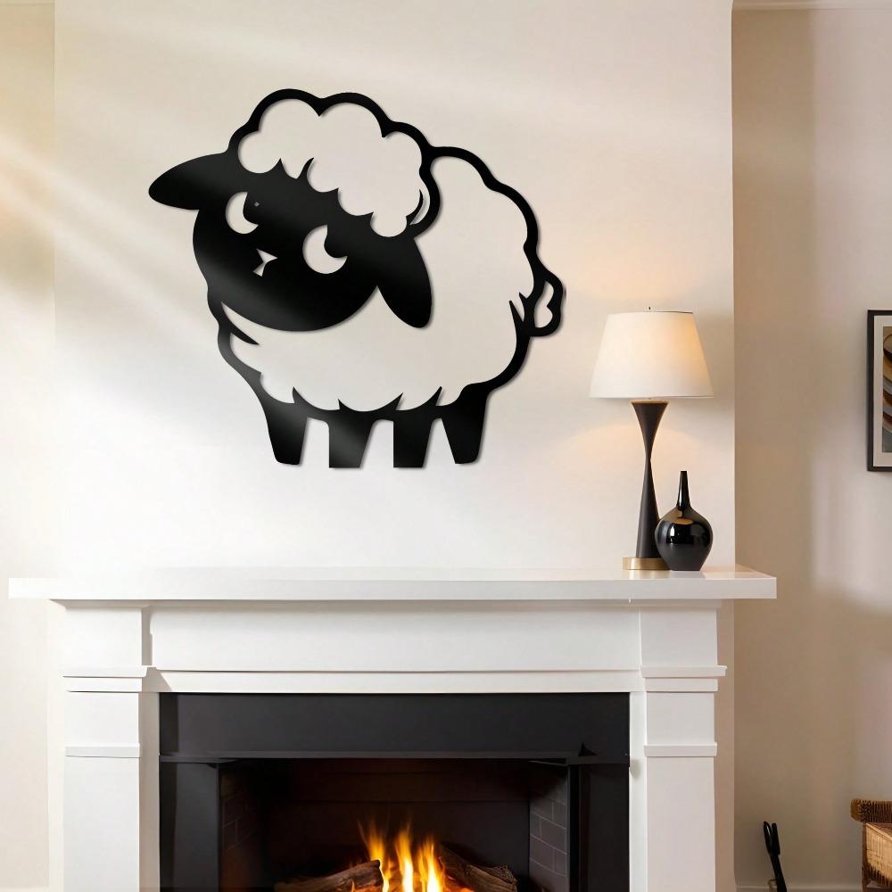Large Laser Cut Sheep Metal Wall Art Black Iron Flock Modern Home Decor