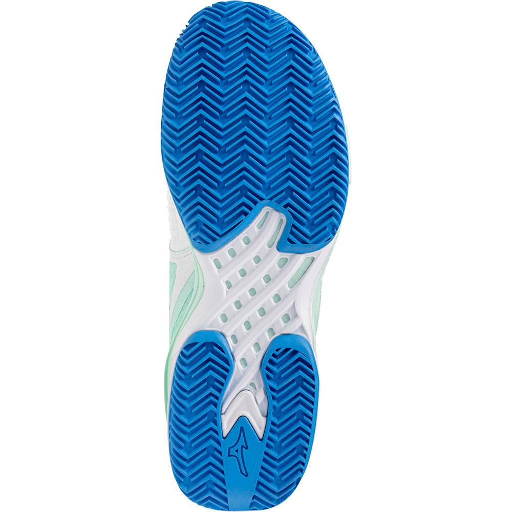 Tennis Shoes Mizuno White and Blue Wave Exceed Tour 6