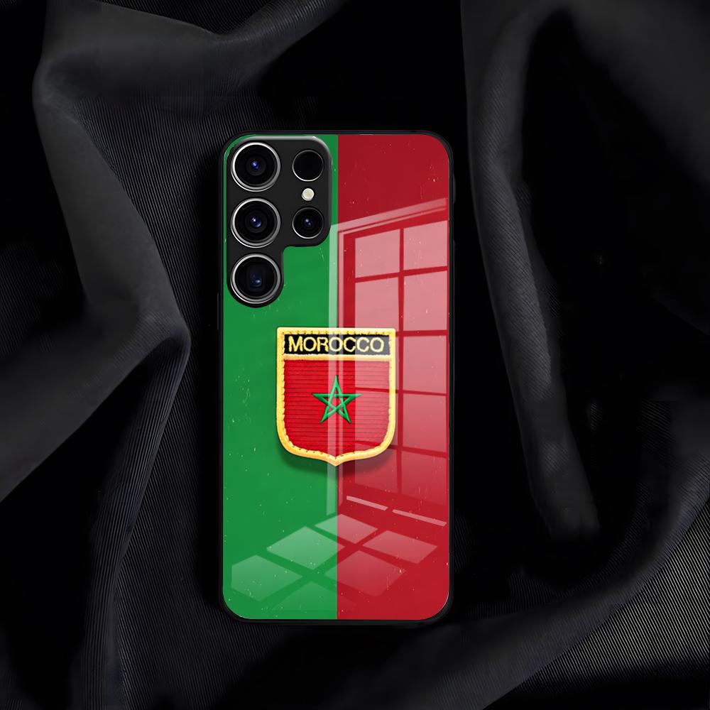 Morocco Flag Phone Case For Samsung A25 A13 A33 5G A54 A36 A35 A56 A52 A14 Shockproof Glass Cover