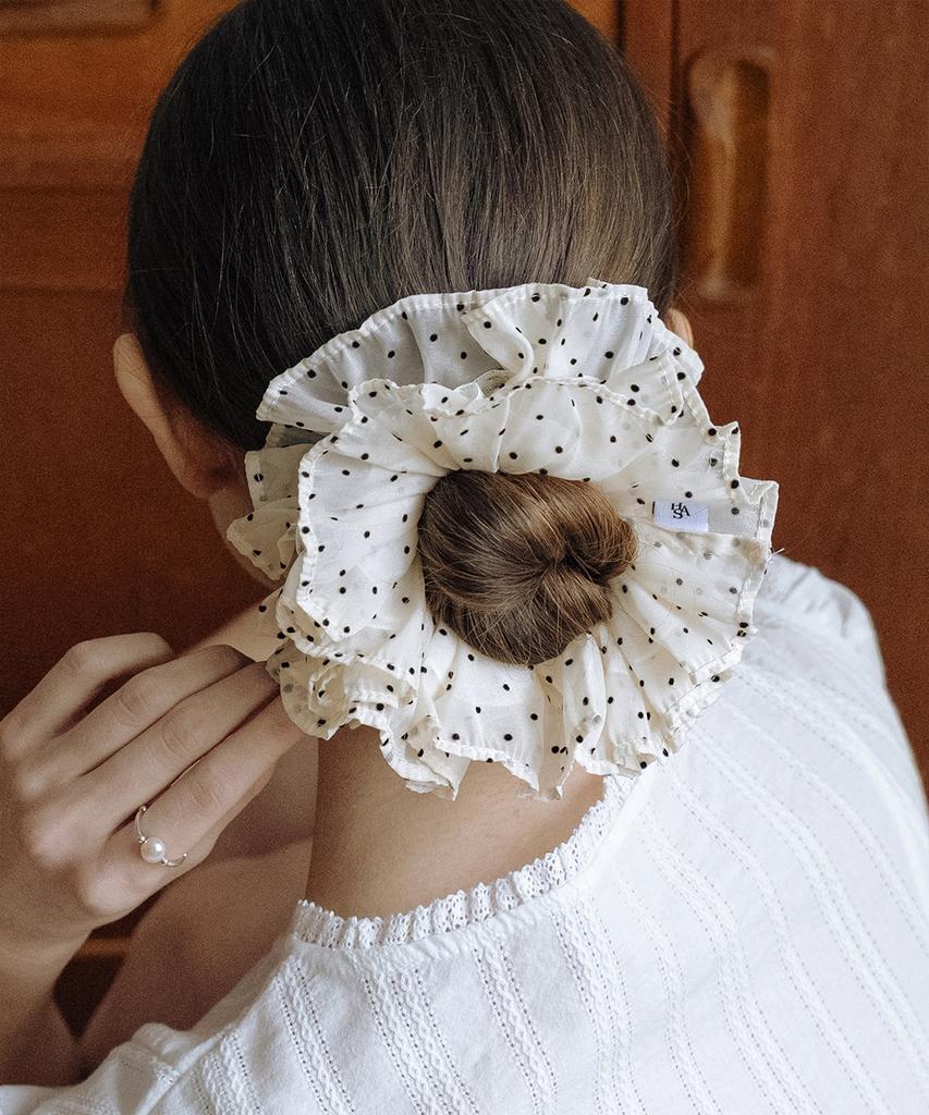 Has Hml002 Dot Ruffle Lace Scrunchie