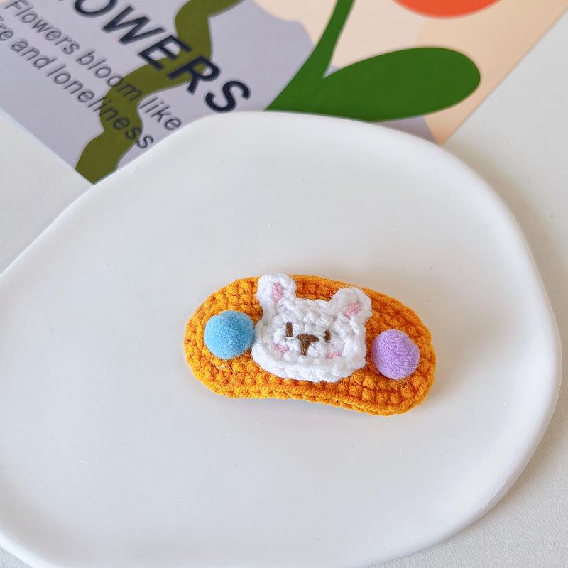 Handmade Wool Pom-pom Rabbit Hair Clip for Girls & Babies