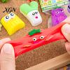 Decompression Toy Cartoon Vegetable Squeeze with Bell Ball Chain Stress Slow Anxiety Relief Rising Sensory Fidget Keychain Hanging Decoration