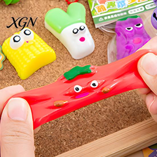 Decompression Toy Cartoon Vegetable Squeeze with Bell Ball Chain Stress Slow Anxiety Relief Rising Sensory Fidget Keychain Hanging Decoration