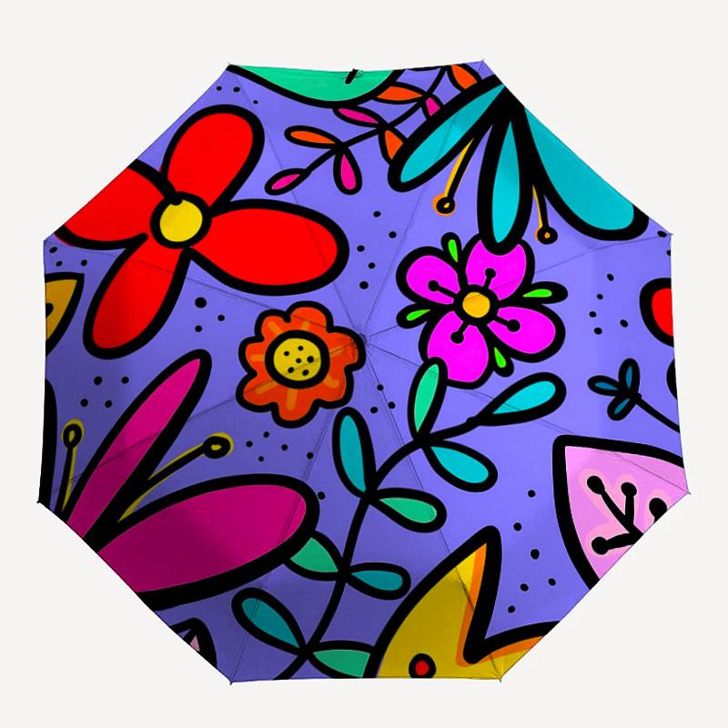 

1pc Floral Pattern Automatic Open/Close Umbrella,Portable Compact Umbrella for Men & Women, Holiday Gift yy250730023