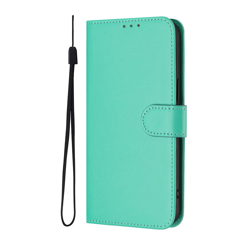 Solid Color Wallet Case for iPhone 16E 13 12 Mini 11 Pro Max XR SE 6 6S 7 8 Shockproof Kickstand Card Holder Strap Phone Cover