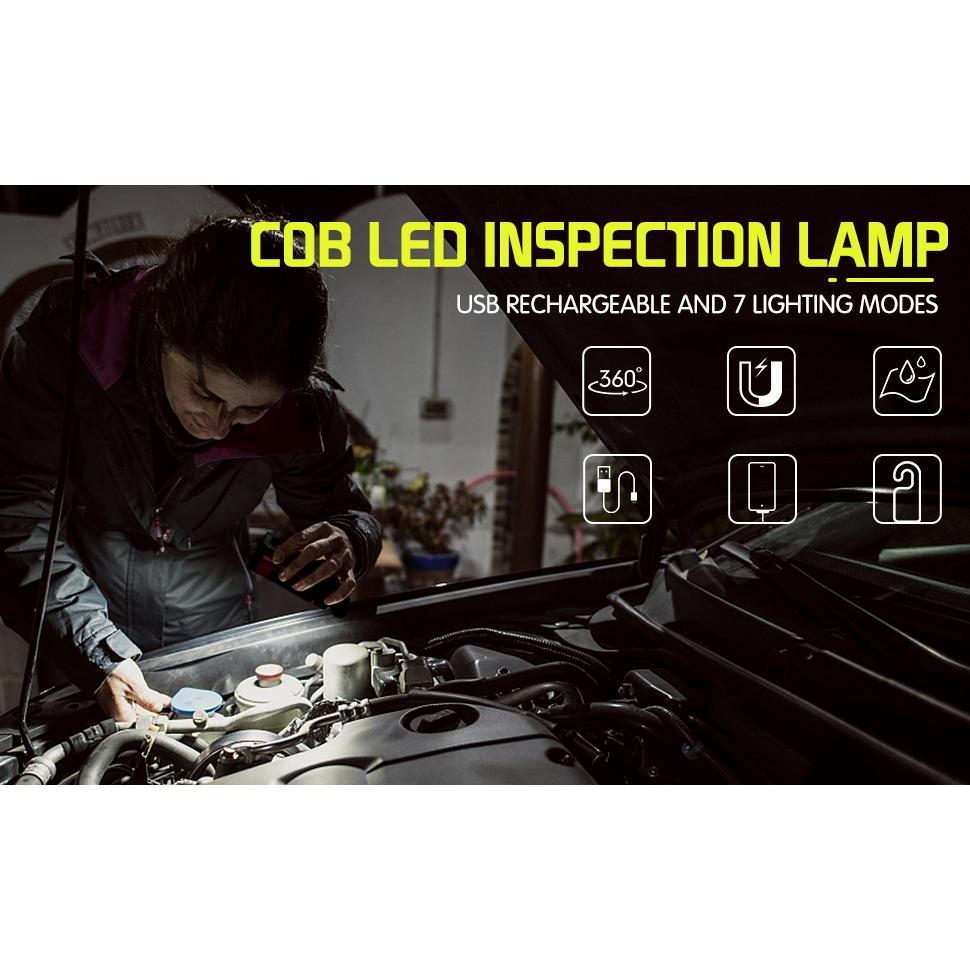 Lampada da Lavoro LED Lampada da Officina Dimmerabile Batteria Ricaricabile COB Lampada da Lavoro Magnetica Torcia da Officina Luce per Ispezione per Auto Campeggio Pesca Emergenza