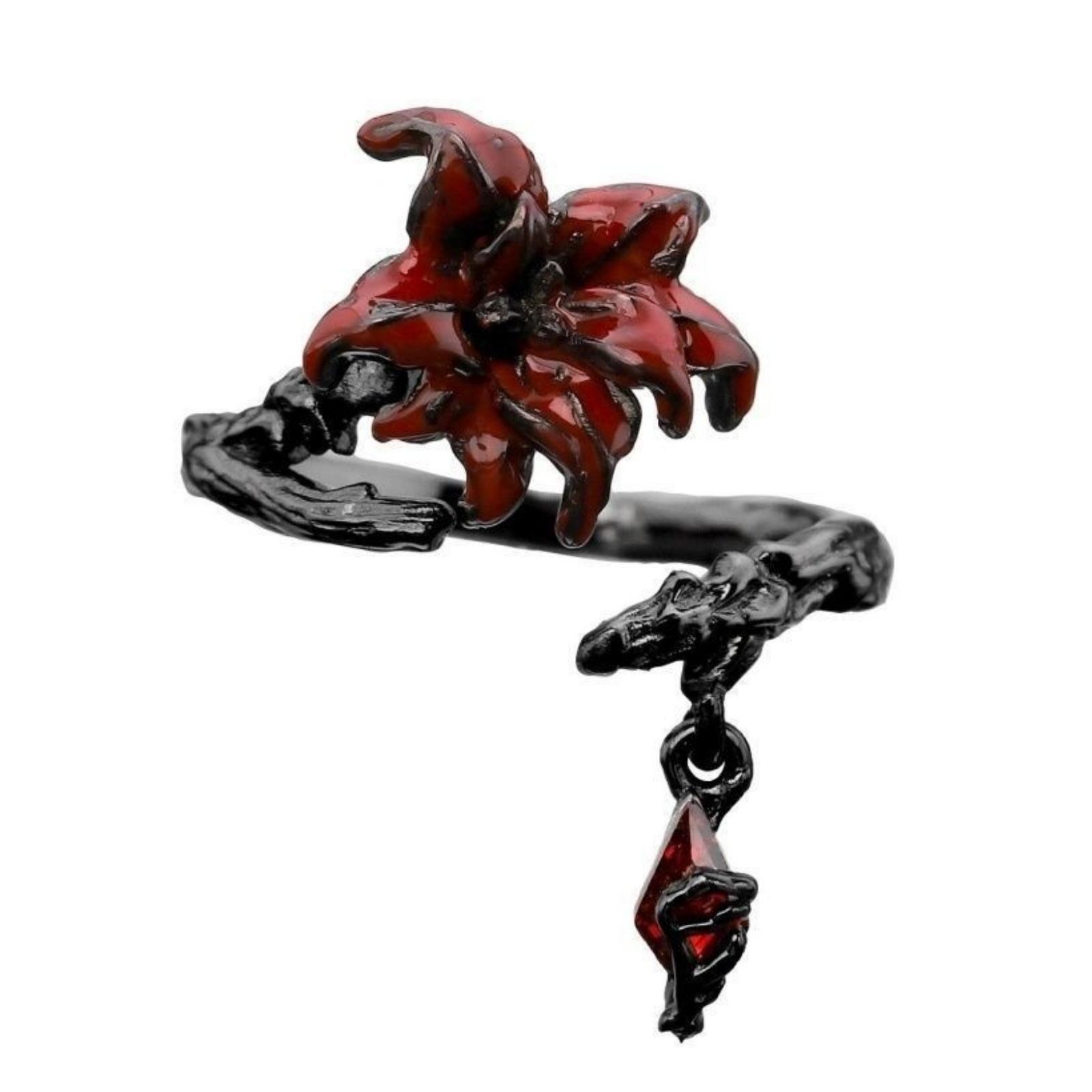 Изысканное открытое кольцо с регулируемым размером One Size красный