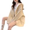 Loose Plus Size College Style Hooded Cardigan Sweatshirt: Non-Fleece 250g / Fleece-Lined 360g