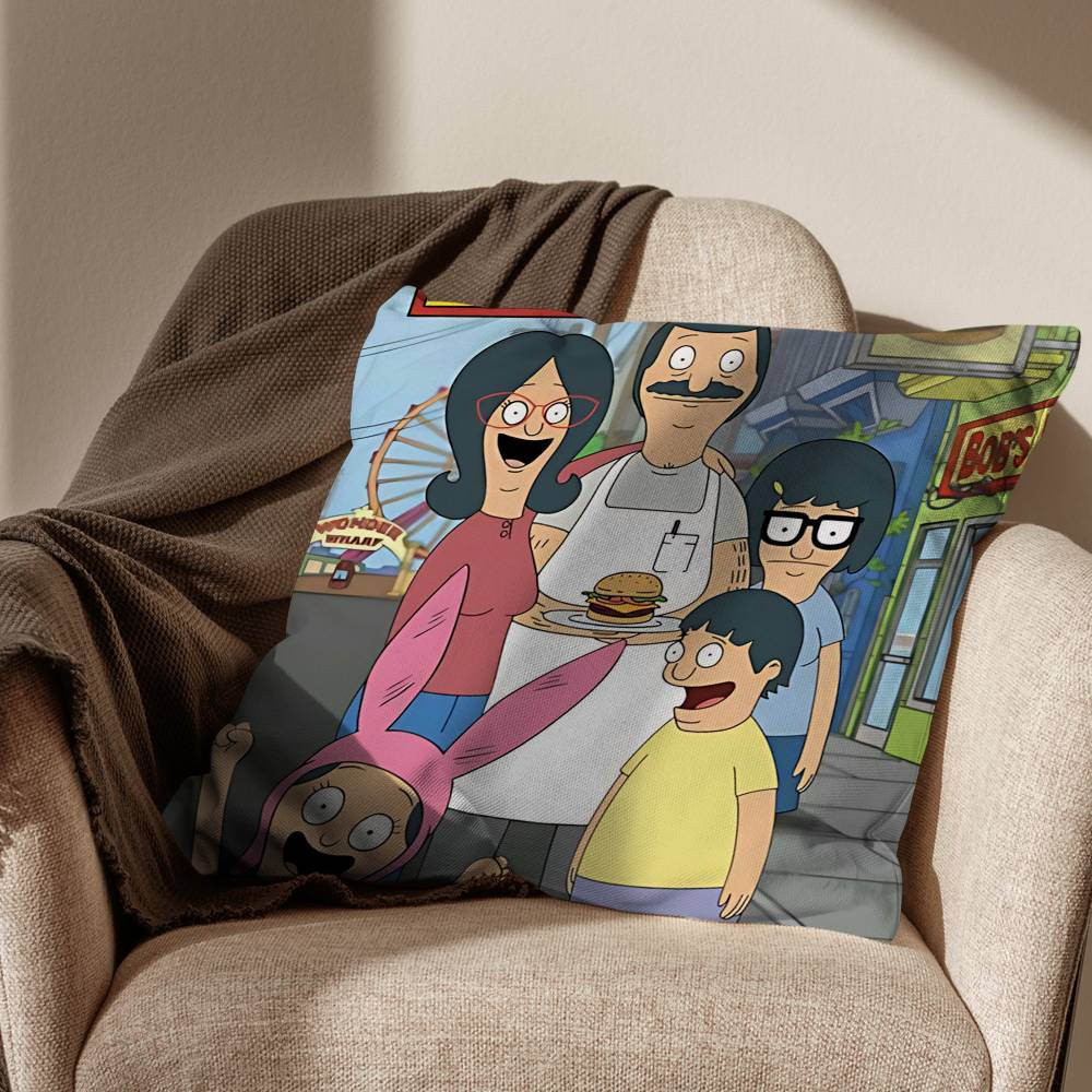 Insomnibob Bobs Burgers Pillow Case Antidustmite Pillowcase Invisible zipper silky short plush Sofa cushion cover