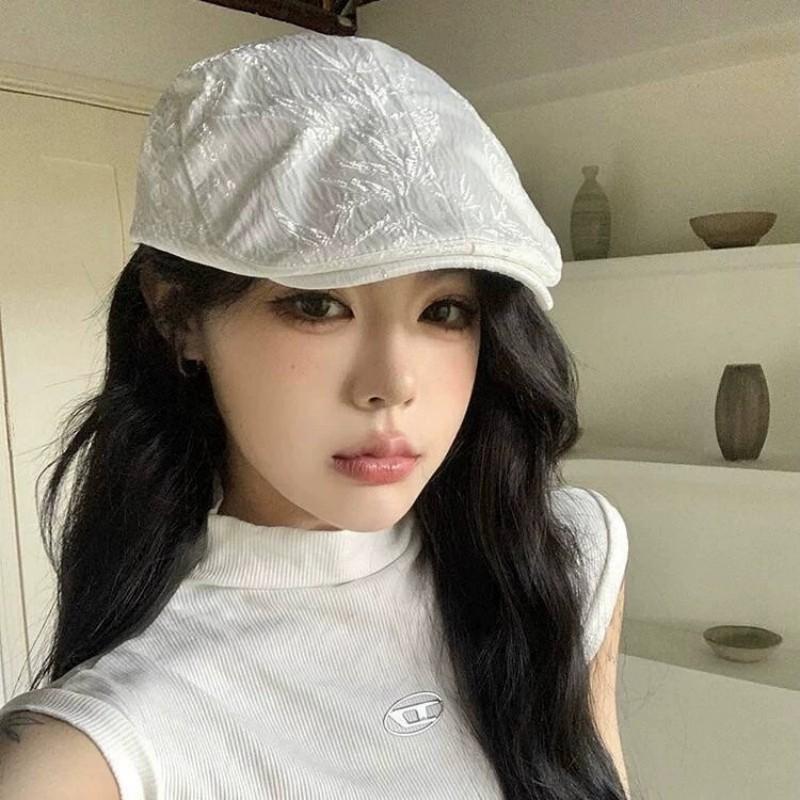 New Korean Style National Style Bamboo Leaf Embroidery Fashion Baseball Cap for Women Casual Streetwear Trendy Brand Forward Cap