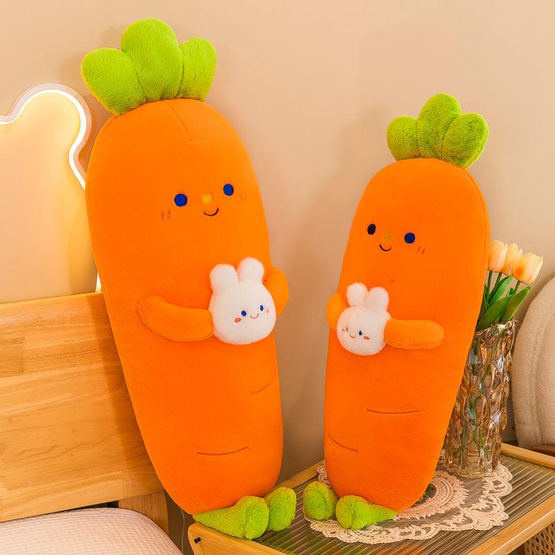 Large Fruit Pillow Carrot Rabbit Doll Plush Toy Girl Sleeping with Doll Pillow Birthday Gift