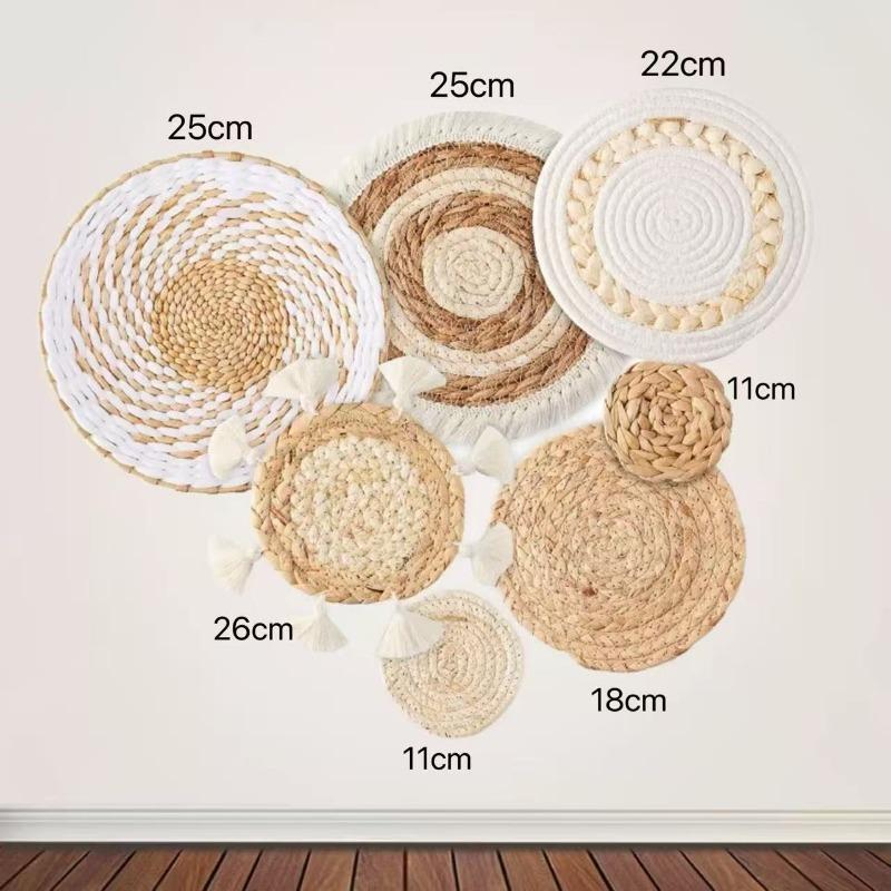 3/4/7pcs Bohemian Style Wall Basket Set Hanging Wall Basket Decoration Bohemian Style Wall Decoration Environmental Round Art