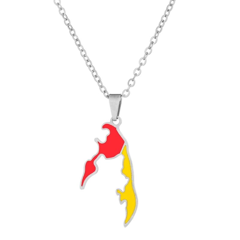 Collana Ciondolo Tamil Eelam Acciaio Inossidabile Mappa Geometrica Charms Collane Gioielli di Moda per Donne e Uomini
