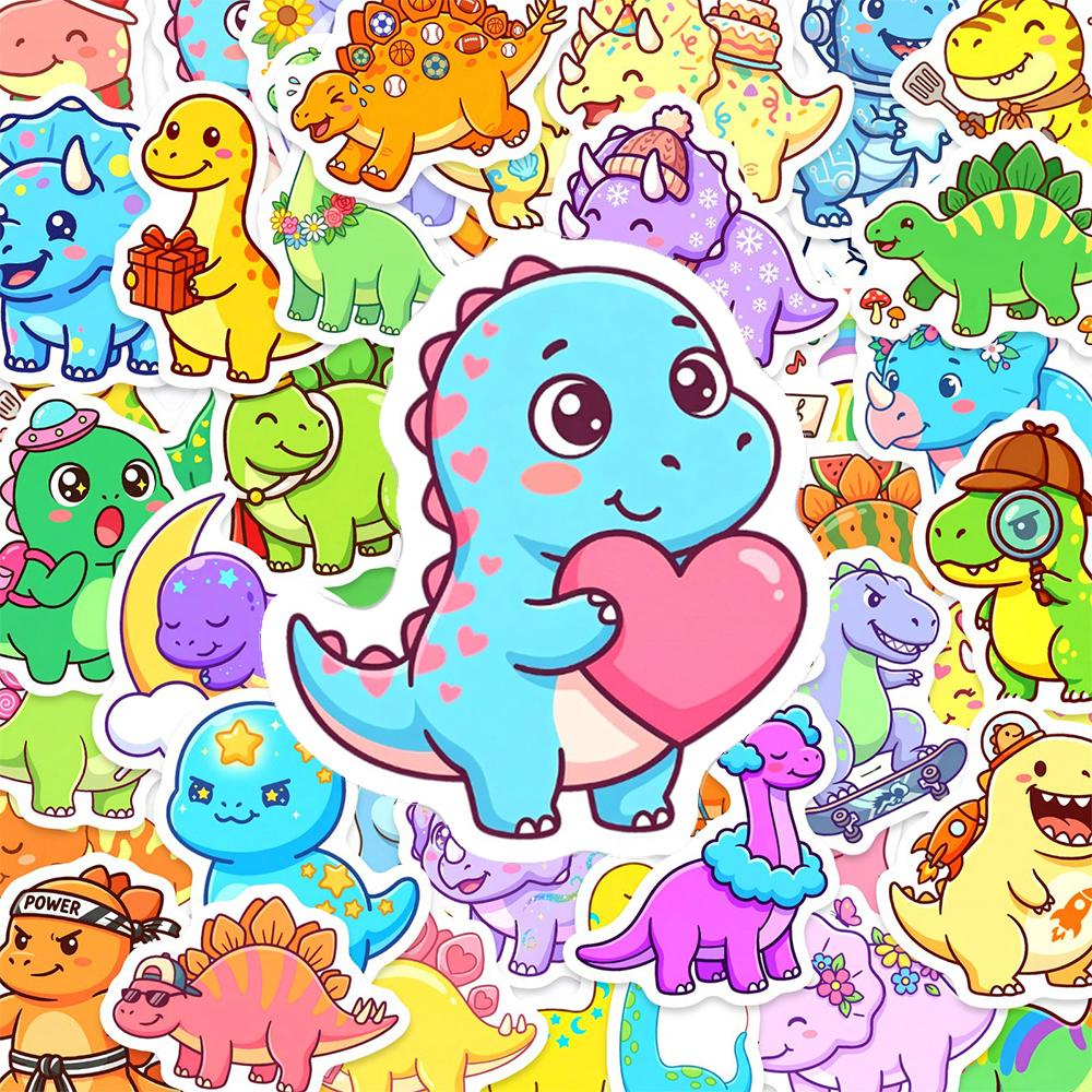 10/30/50pcs Cute Dinosaur Creative Stickers Cartoon Animal Decals Toy DIY Scrapbook Phone Helmet Suitcase Funny Graffiti Sticker