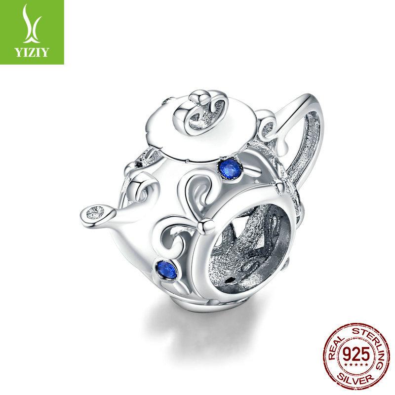 

Hollow Teapot S925 Silver Loose Beads, Fashion Life Platinum Plated Bracelet Beaded Bsc274