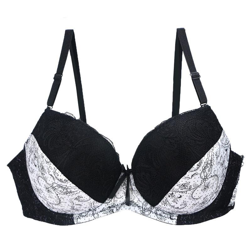 Sexy women's bras gather and adjust lace print color matching underwear, large size underwear bra
