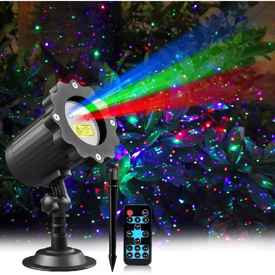 Waterproof Firefly Laser Projector Lights Outdoor,12 Effect Moving RGB Lights Show Laser Projection with RF Remote and Timer for Wedding Halloween