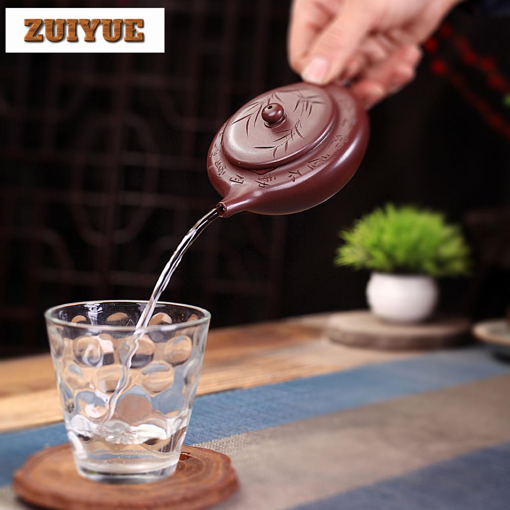 150ml Traditional Yixing Purple Clay Teapots Handmade Flat Chen Pot Raw Ore Purple Zhu Mud Kettle With Filter Zisha Tea Set Gift