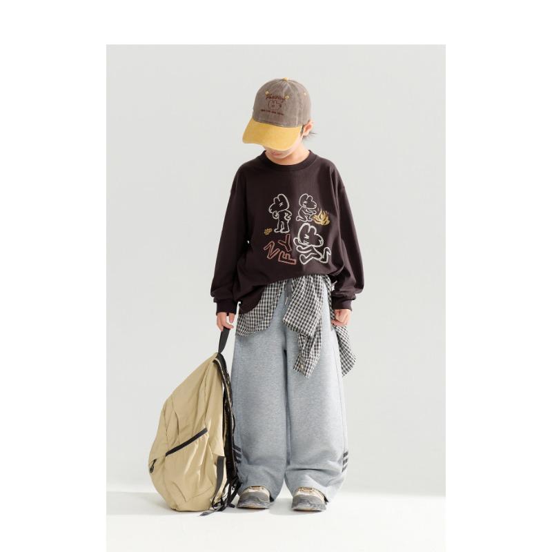 Boys Color Block Straight Leg Casual Pants Big Kids Spring Autumn Trousers