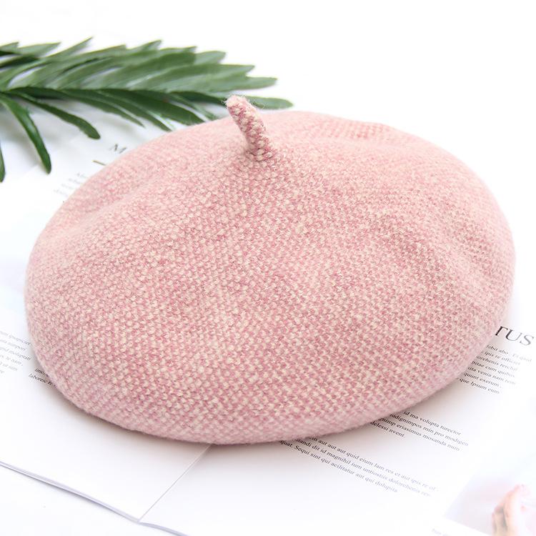 Female autumn and winter woolen bud hat literary small fresh three-dimensional painter hat warm knitted beret