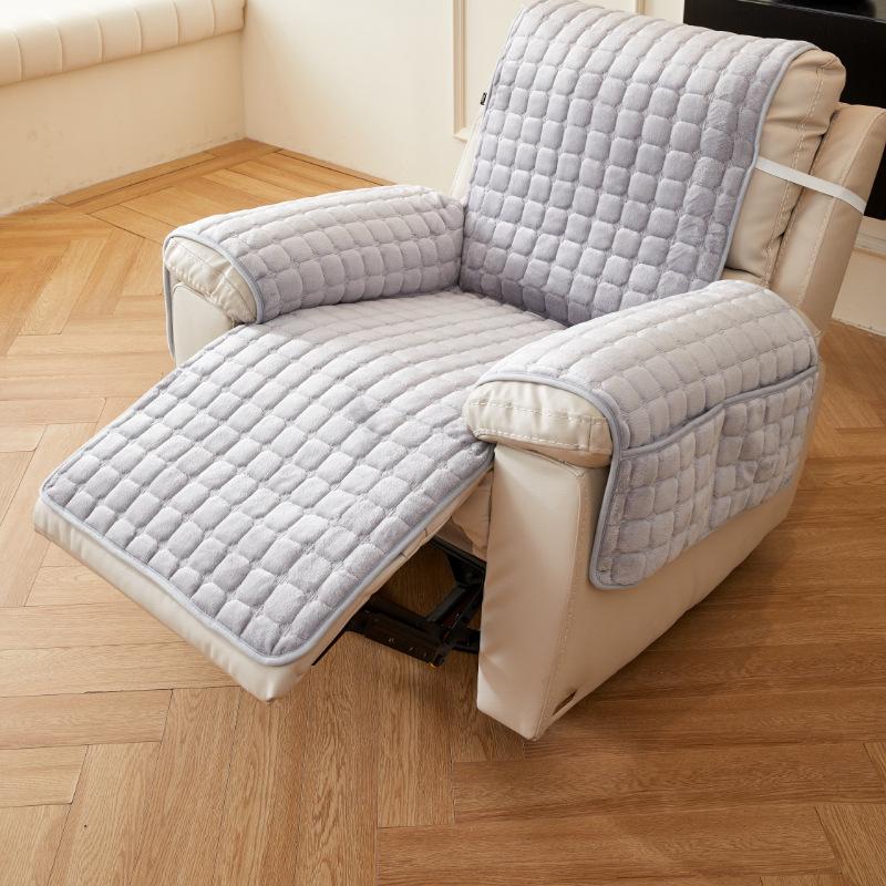 Winter-Plüsch-Volltonfarbe-Quadrat-Haustier-Sofa-Schonbezug, integrierter Sofa-Sitzbezug
