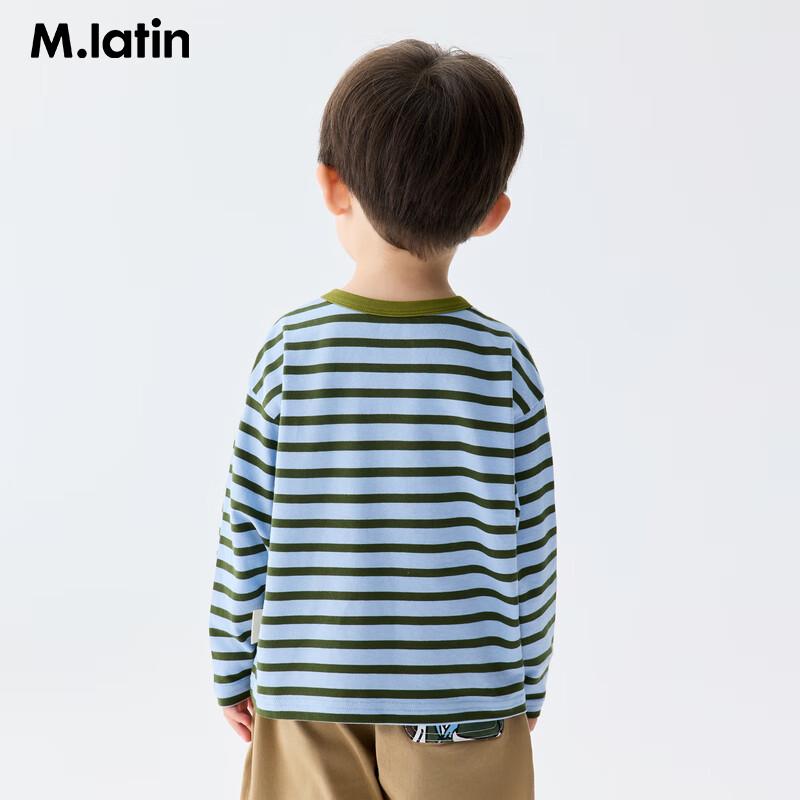 M.Latin Kids  Striped Long-Sleeve T-Shirt with Contrast Collar 110