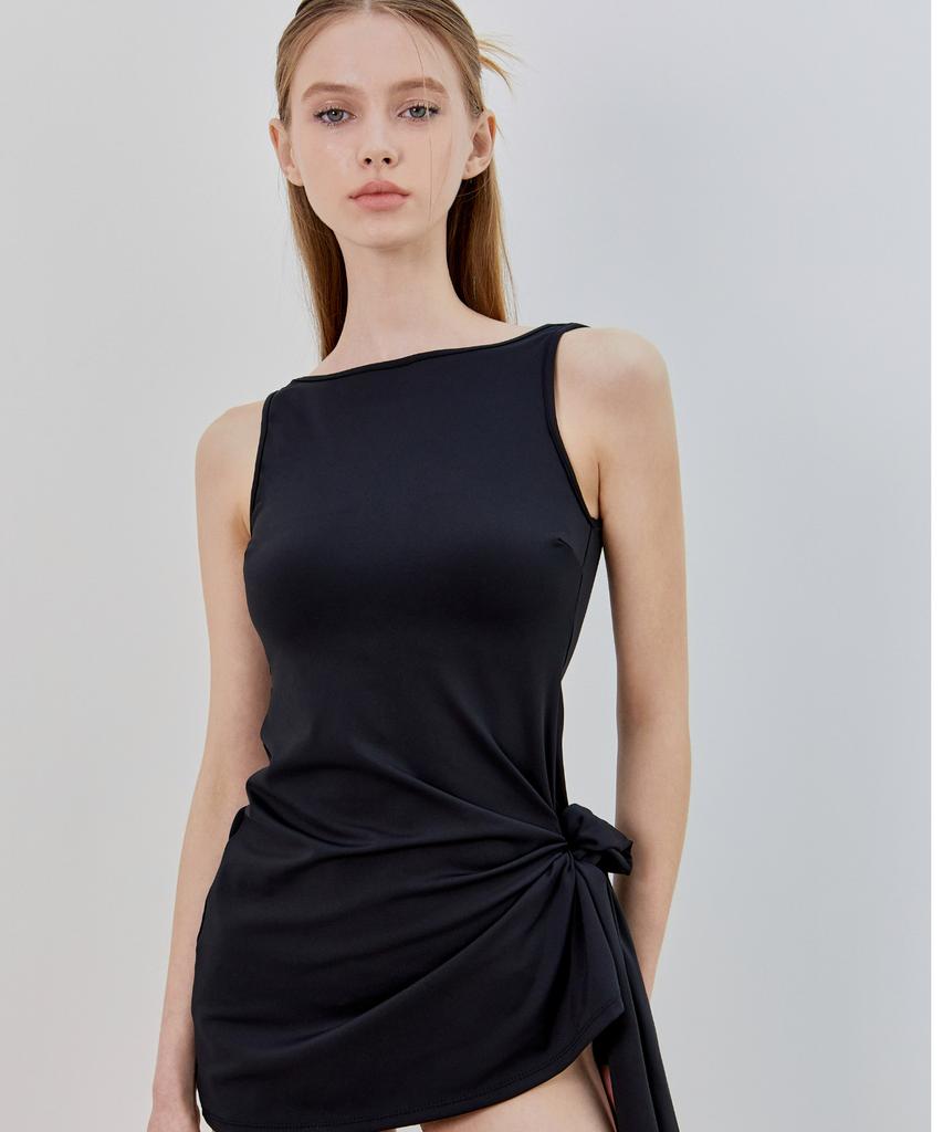 VIKINI VENDER Rebecca Side Slit Ribbon Bikini - Black