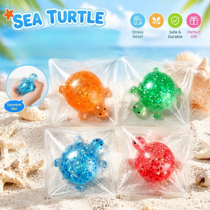Transparante Ster Glitters Zee Schildpad Squishy Zacht TPR Knijpspeelgoed Stressverlichting Fidget Speelgoed Kawaii Oceaan Dier Decompressie Cadeau