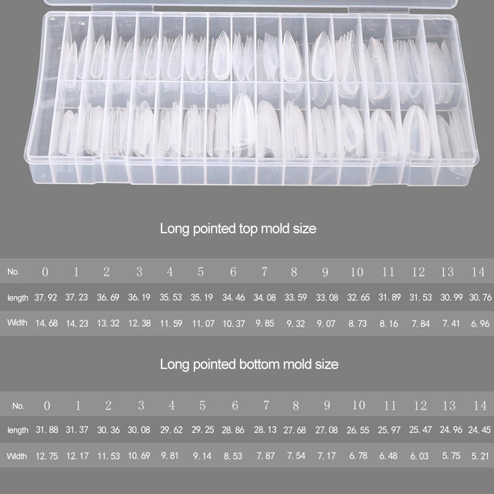 Sandwich Dual Nail Forms & Top Bottom Mold DIY Nail Art Extensions Clear Long Trapezoidal, Long Triangular, Elliptical Mold Nail