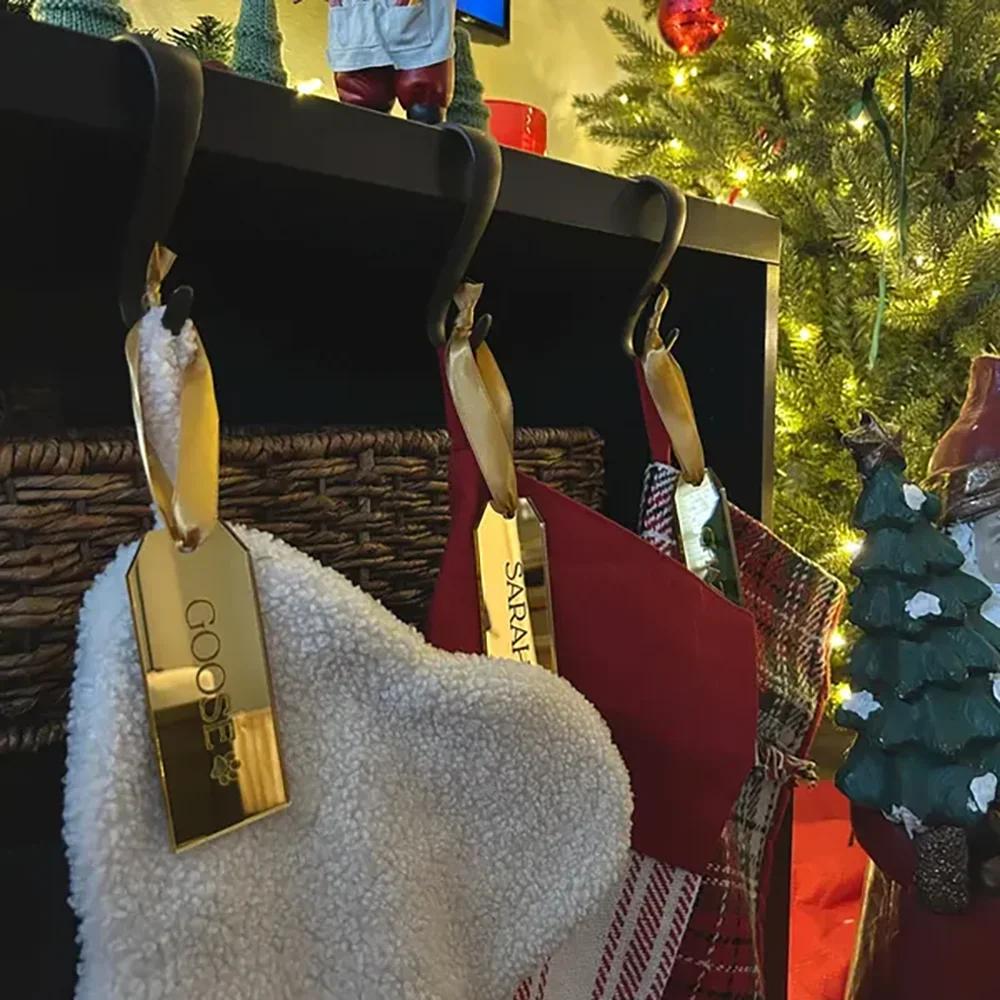 Personalized 3Pcs Acrylic Stocking Tag Christmas Stocking Name Tag Wedding Favor Guest Place Cards Xmas Fireplace Tree Decor