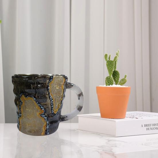 Hrnky na kávu Minerální hrnek na kávu z umělého křišťálu 11 oz pryskyřicový hrnek na čaj pro domácí kancelář Termo hrnek na pití z umělého křišťálu Dárek pro milovníky kávy