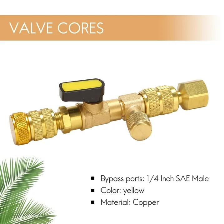 Valve Core Remover Installer Kit with Dual Size 1/4" & 5/16" Port, Schrader Valve Tool for R22 R410a R134A R12 R32 Refrigerant
