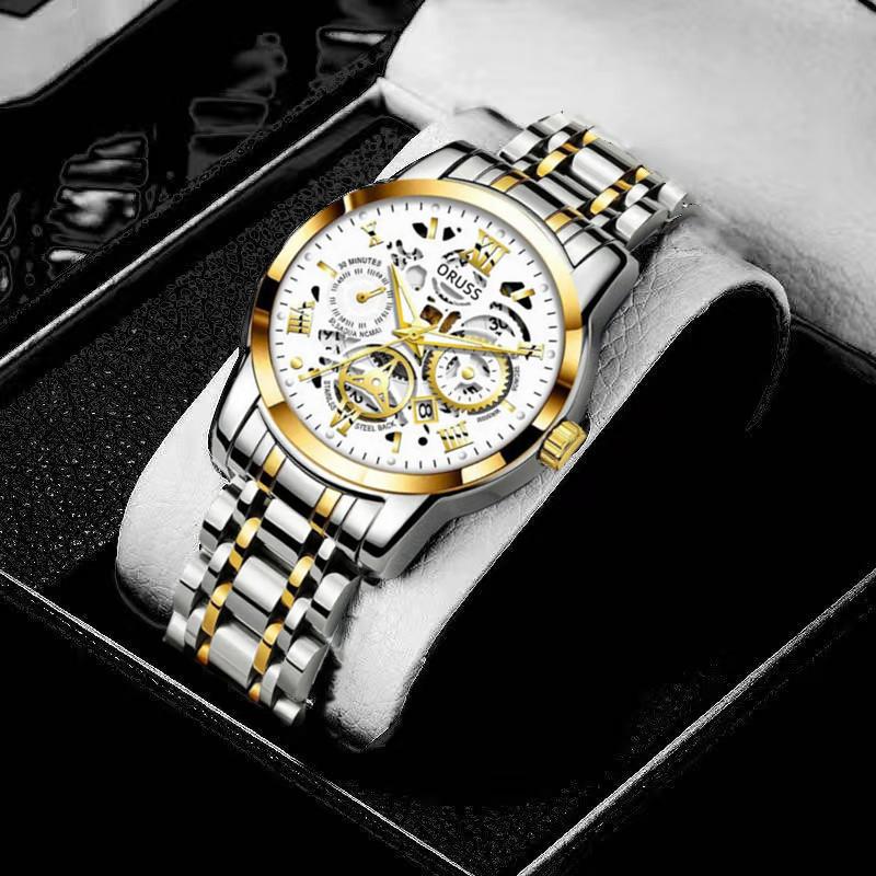 Non-Mechanical Stainless Steel Automatic Movement Men'S Calendar Luminous Waterproof Round Ordinary Glass Mirror Domestic Wrist