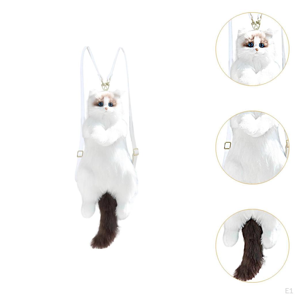 Cute Cat Plush Backpack Funny Soft Bag for Children Pet Lovers Adults Gift