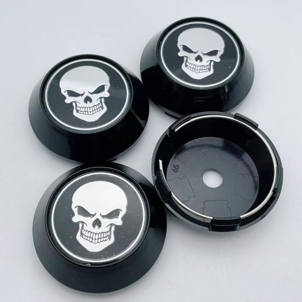 4pcs 60mm 64mm 65mm 68mm 69mm Skull Logo Emblem Car Wheel Center Caps High Rim Hubcaps Wheels Hub Cover Replace Car Accessories
