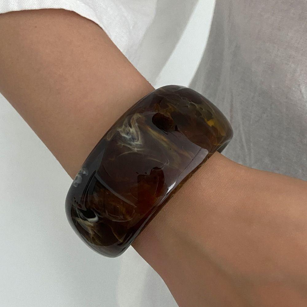 Europe American Style Resin Bangle Gold Exaggerated Bracelet Exaggerated Wide Bangle  Decoration