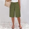 Women's Elastic Waist Bermuda Shorts Casual Loose Straight Leg Knee Length Pants
