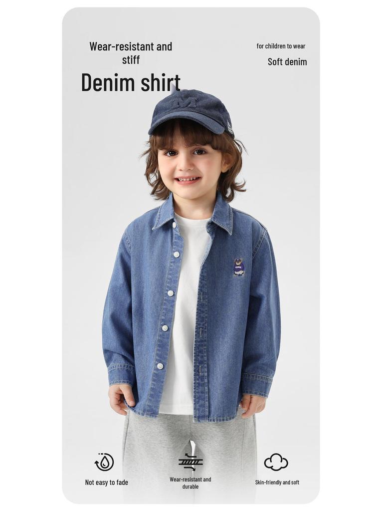 2026 Boys' European Denim Shirt Jacket - New Spring/Autumn Kids' Trendy Clothing